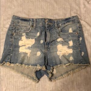 High waisted denim shorts. Distressed. Size 4